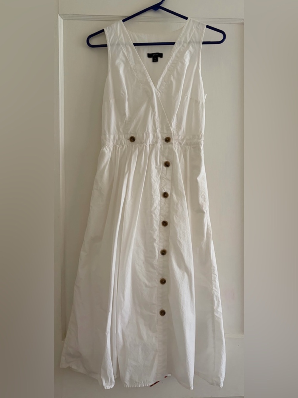 J. Crew White Midi Button-Front Sundress